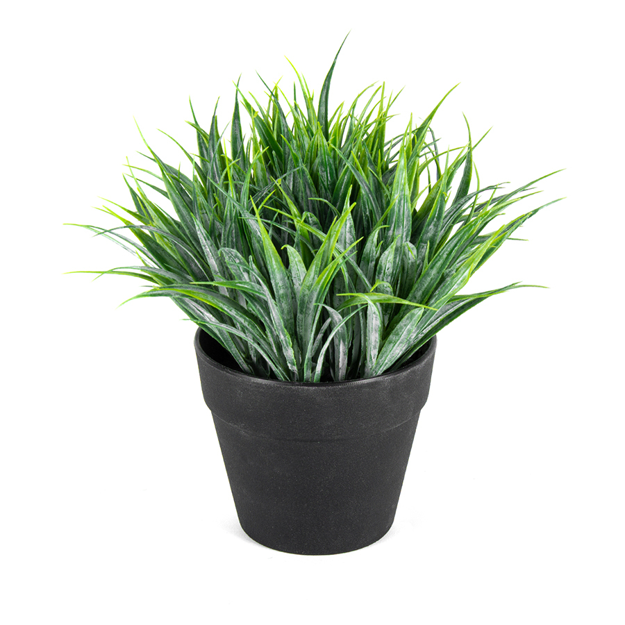 Willow &amp; Silk Potted Artificial 18cm Green Ponytail Grass/Plant in Pot 