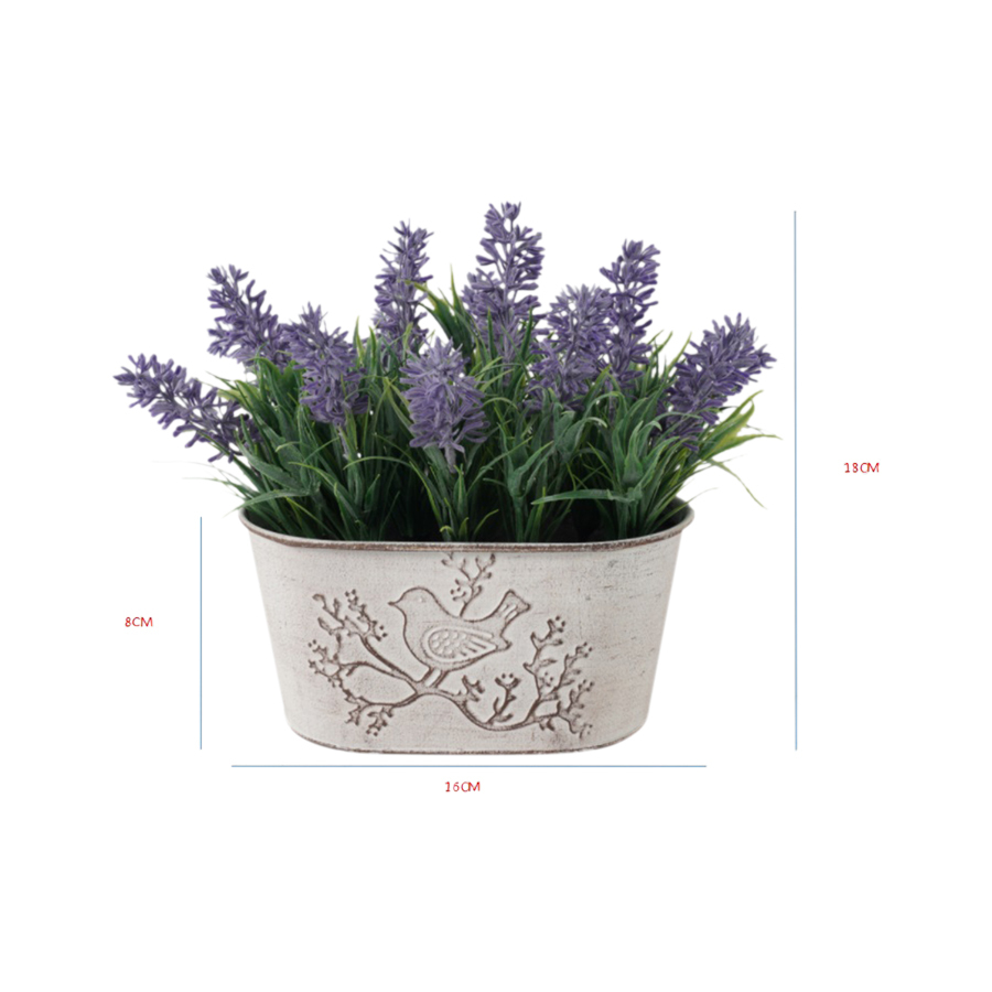 Willow &amp; Silk Artificial French Lavender Oval Pot Plant