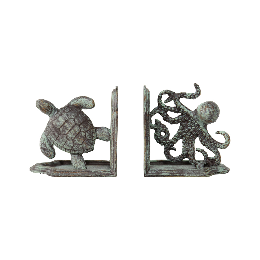 Willow &amp; Silk Cast Iron Octopus &amp; Turtle Bookends