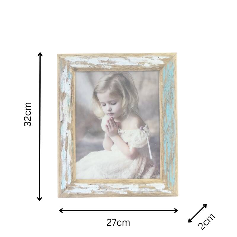 Willow &amp; Silk Handmade 32cm Blue/ Whitewash &#39;8x10&#39; Photo Frame 