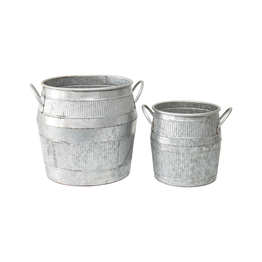 Willow &amp; Silk Nested 38cm/30cm Set of 2 Barrel Pot/Planter