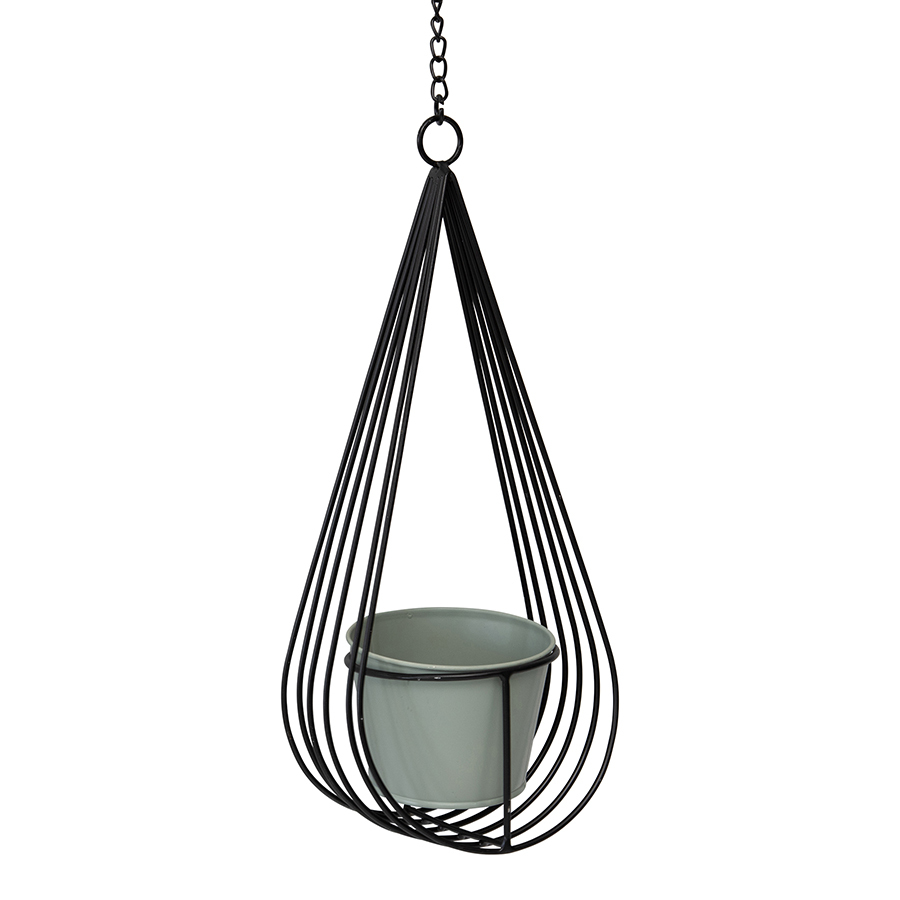 Black Hanging Cradle w/Pot &amp; Chain Planter