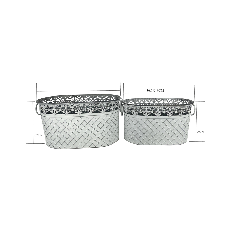 Willow &amp; Silk Set of 2 Nested Designer Oval Pot Planter Buckets