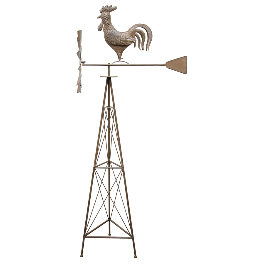 Willow &amp; Silk Metal Windmill Rooster Wind Gauge Ornament