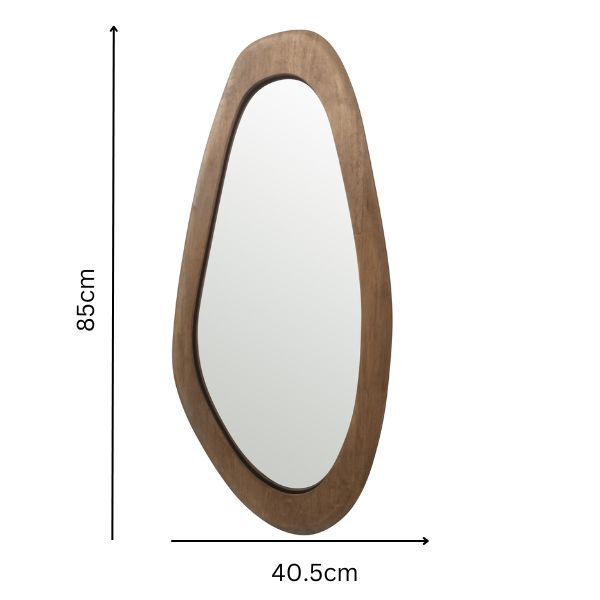 Large Asymmetric Wood-Framed Wall Mirror 85cm