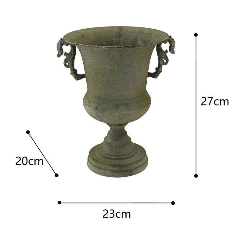 Willow &amp; Silk Metal 27cm Vintage Green Classic Urn Planter w/ Handles 