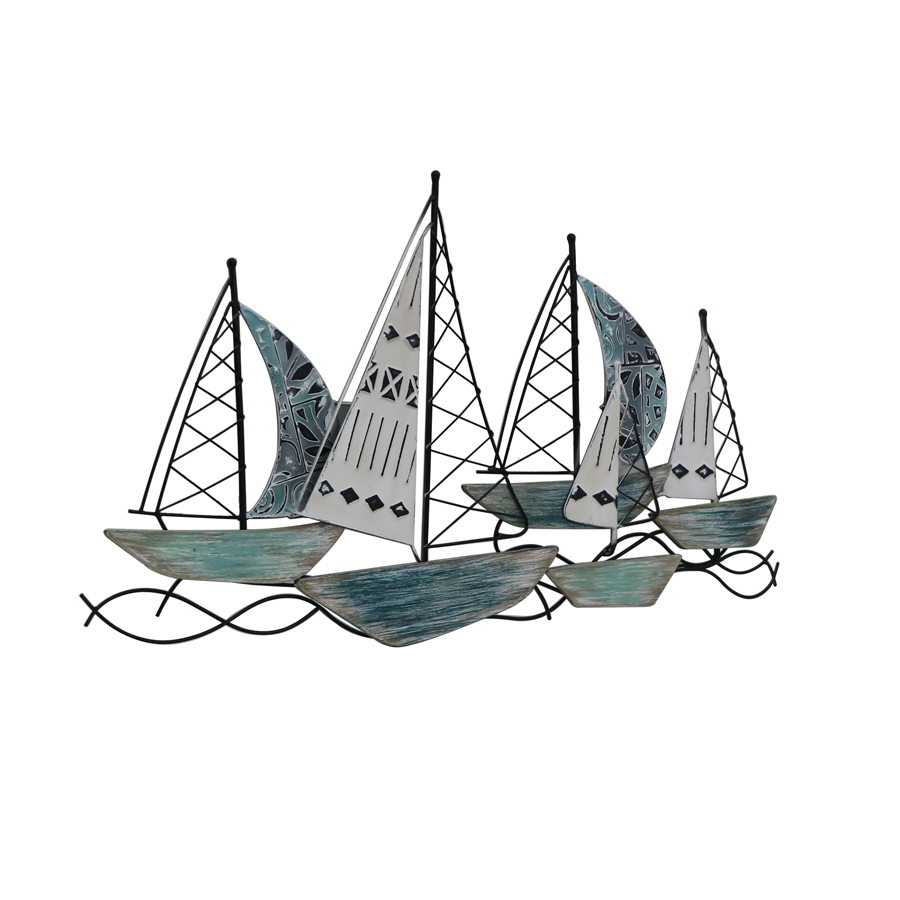 Willow &amp; Silk Metal/MDF 90cm Ocean Sailboats Wall Art