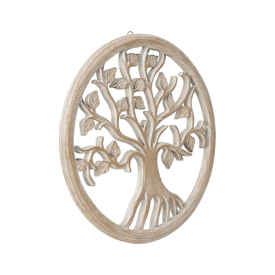 Willow &amp; Silk Handmade Wooden 40cm Round Tree-of-Life Wall Art