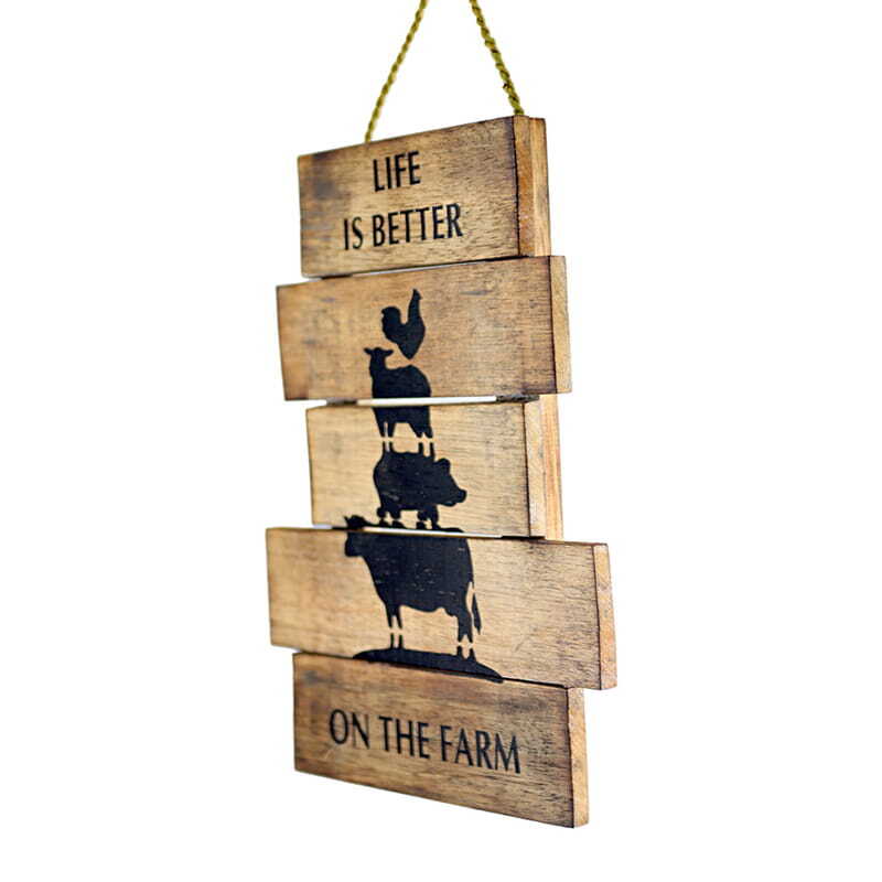 Willow &amp; Silk Hanging 40cm &#39;Life is Better On The Farm&#39; Sign Wall Art