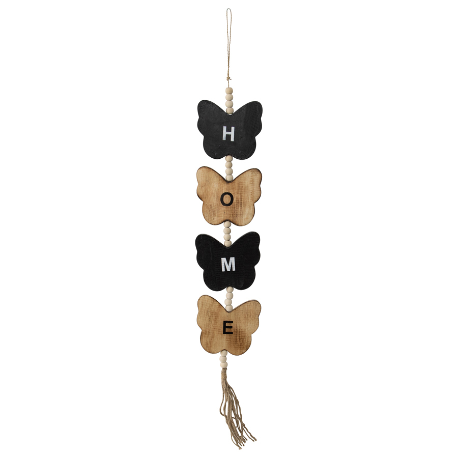Willow &amp; Silk Handmade Hanging 95cm Wooden Butterflies &#39;Home&#39; Sign Wall Art