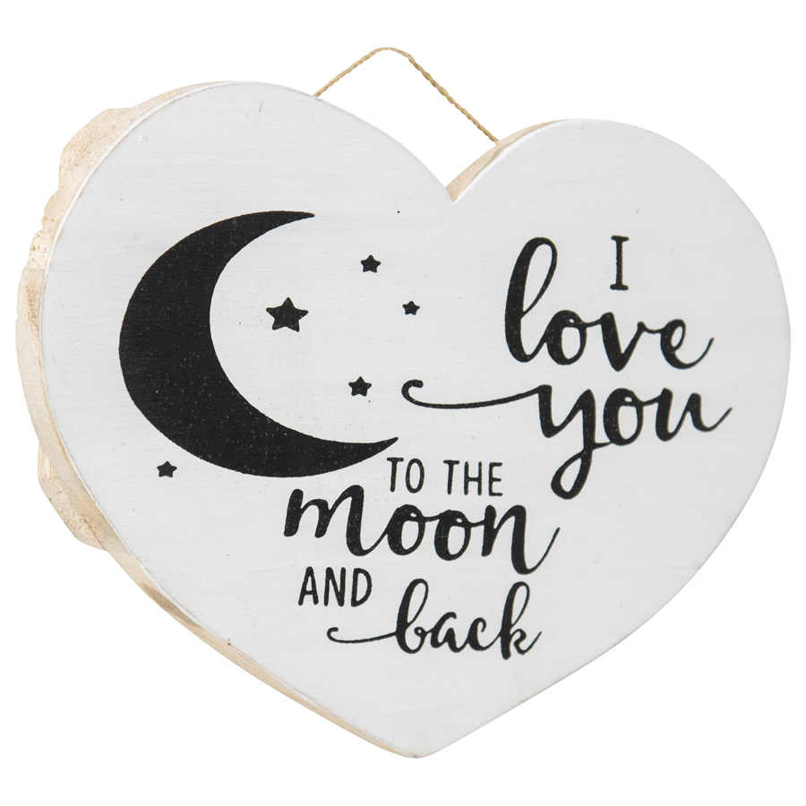 Willow &amp; Silk Wooden Plaque 30cm &#39;Love You To The Moon&#39; Sign Wall Art 