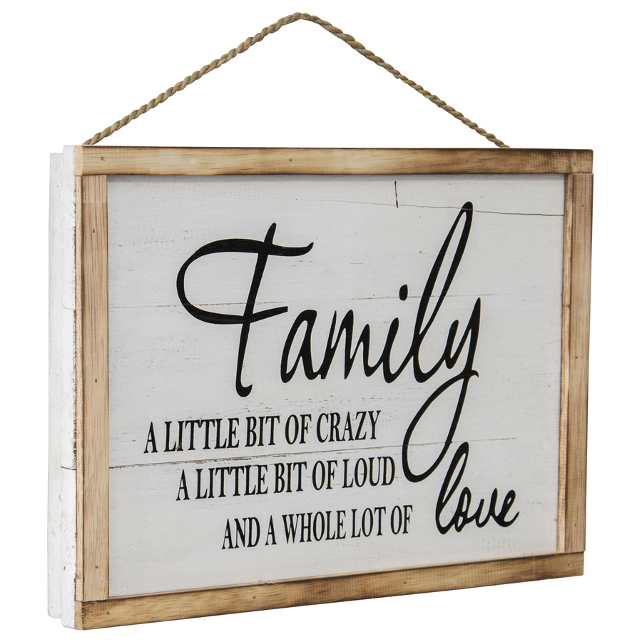 Handmade &#39;Family Crazy Love&#39; Sign Wall Art