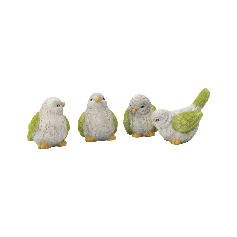 Willow &amp; Silk Colourful Birds Decor Ornament Set of 4