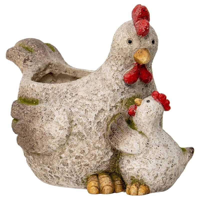 Willow &amp; Silk Animal Pot Chicken With Chick Planter