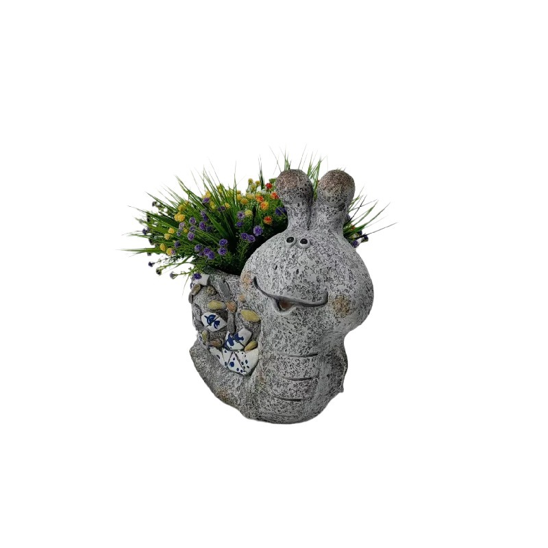 Willow &amp; Silk Polyresin 33.5cm Happy Snail Garden/ Home Pot Planter