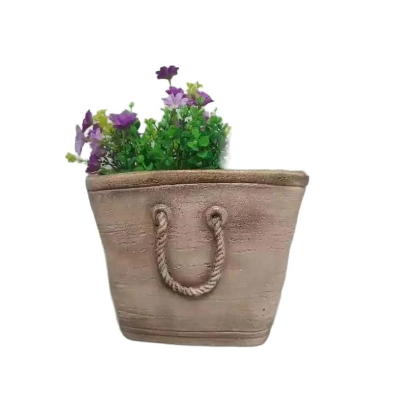 Willow &amp; Silk Polyresin 26cm Pink Handbag Garden/ Indoor Pot Planter 