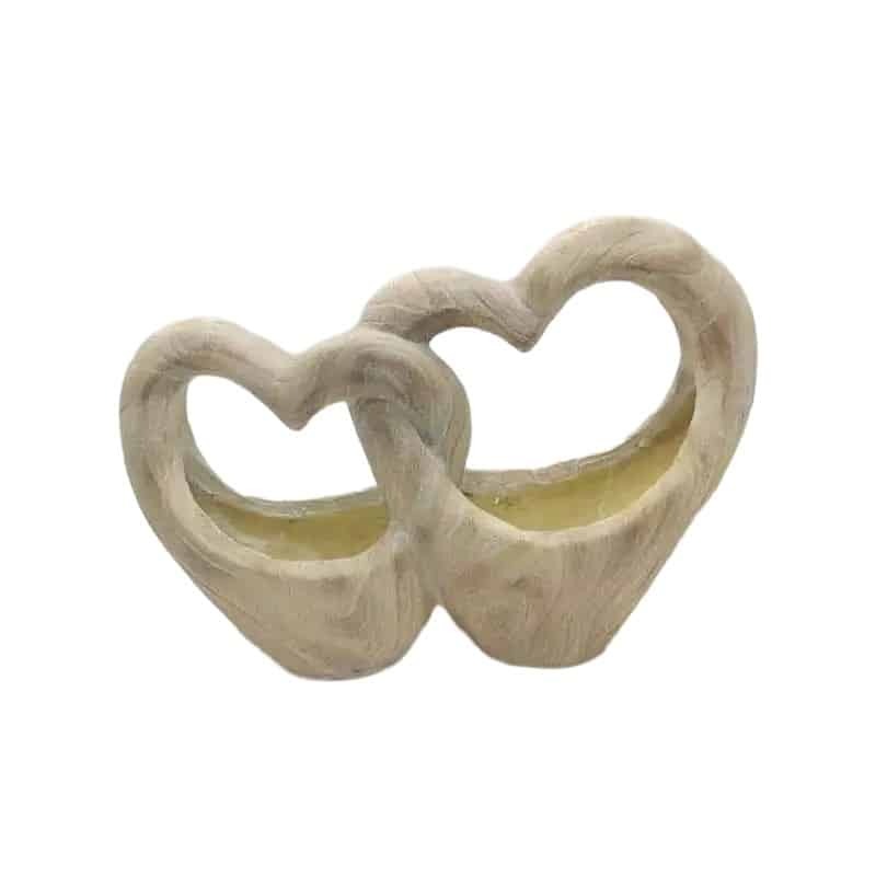 Willow &amp; Silk Polyresin 49cm Double Heart Home/Garden Natural Pot Planter 