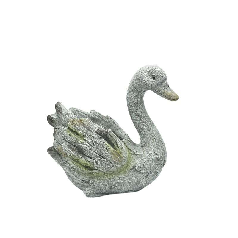 Willow &amp; Silk Polyresin 34.5cm Elegant Swan Garden Pot Planter 