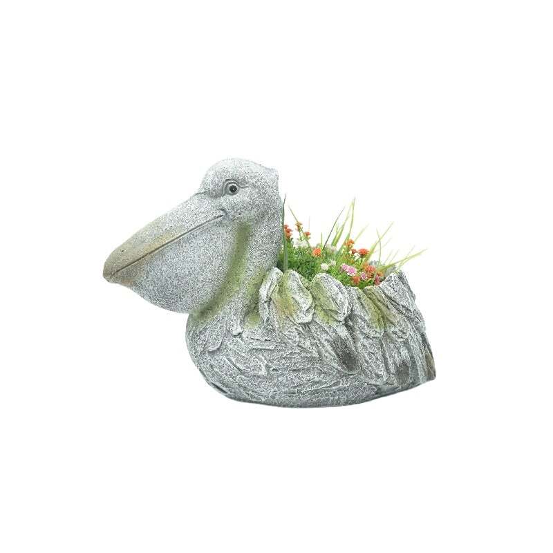 Willow &amp; Silk Polyresin 34.5cm Grey/ Stone Pelican Garden Pot Planter