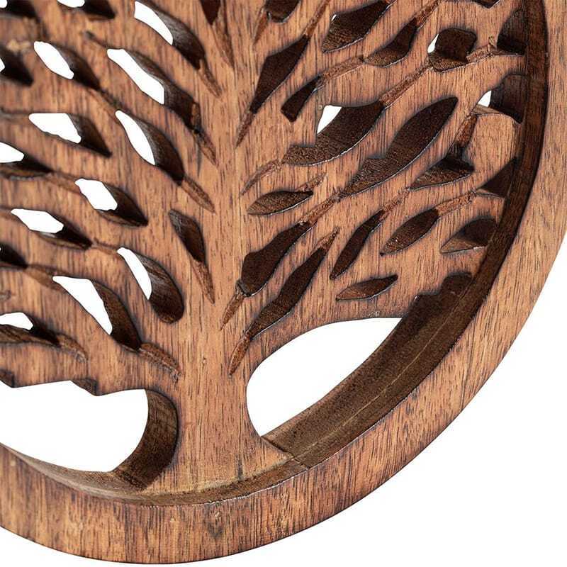 Willow &amp; Silk Handmade Wooden 20cm Tree-of-Life Tea/Coffee Table Trivet