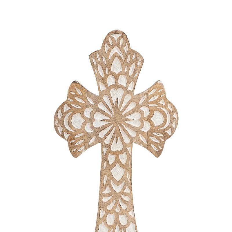 Willow &amp; Silk Religious Handmade 30cm Budded Cross Wall Hanging 