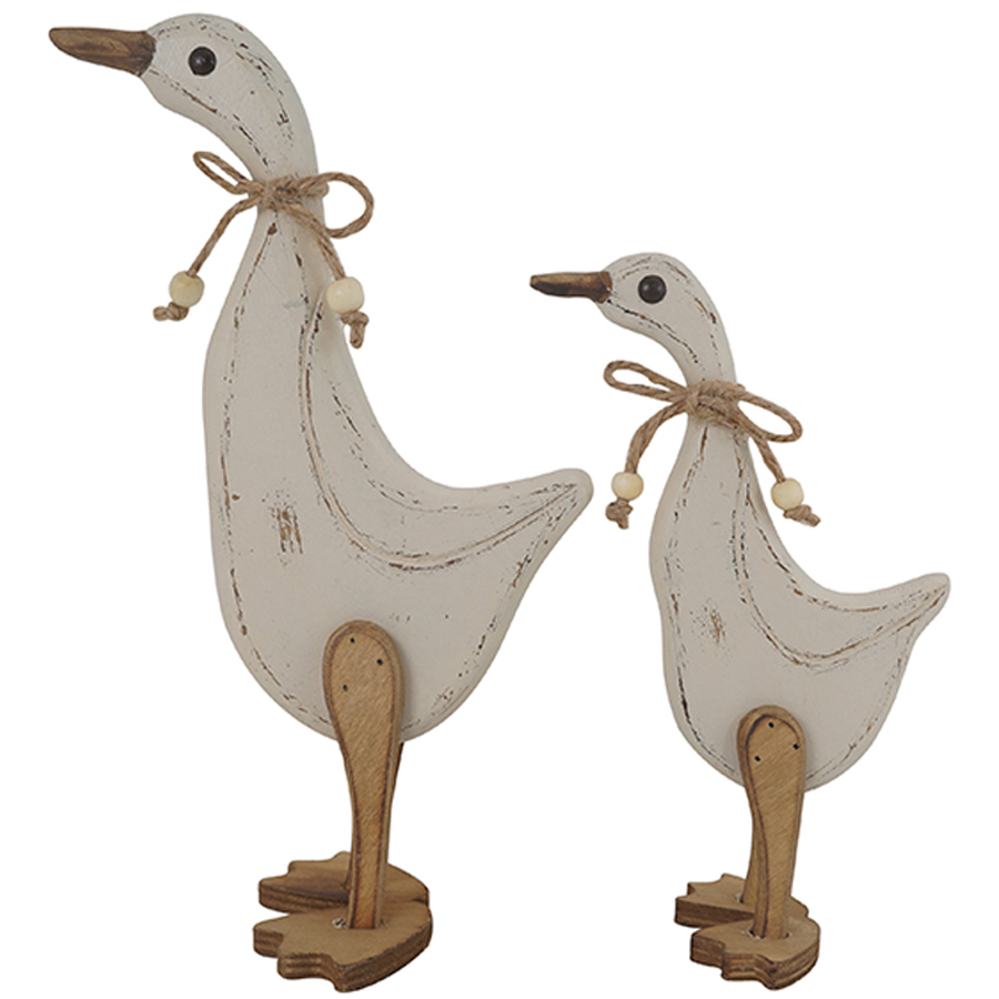 Willow &amp; Silk Set of 2 Shabby Chic Mum &amp; Child Duck Figurines