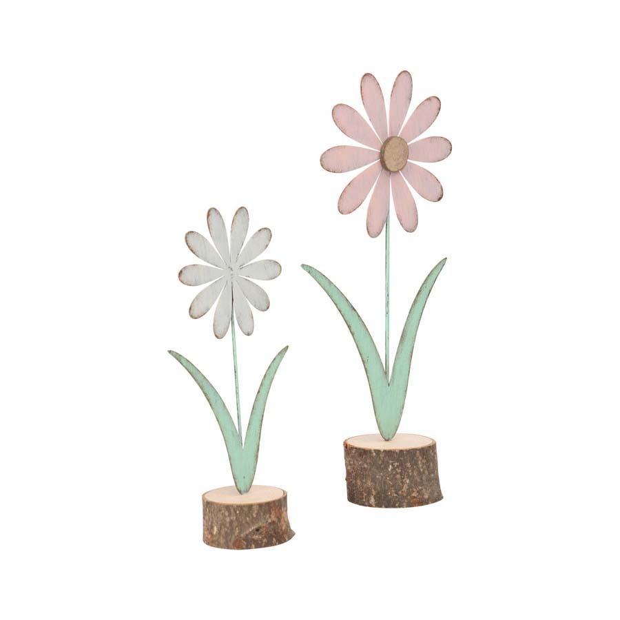 Willow &amp; Silk Pastel Flowers 31.5cm/23cm Set of 2 Ornament