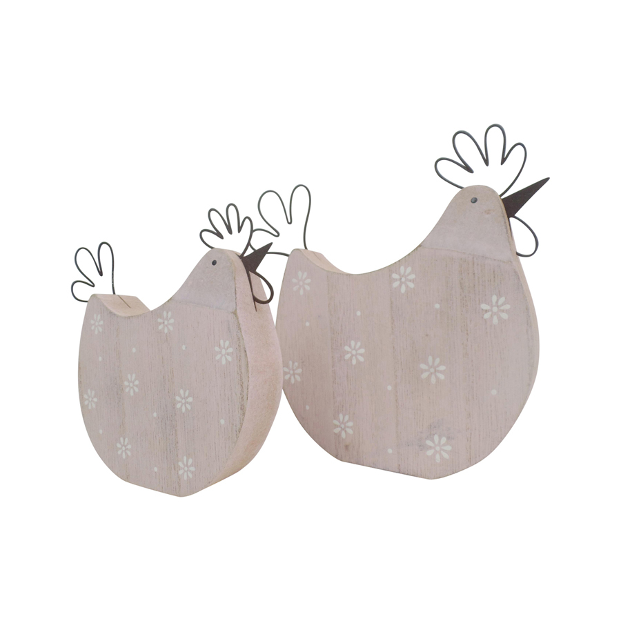 Willow &amp; Silk Set of 2 Pink 17cm/12.5cm Polka Dot Chook Ornaments 