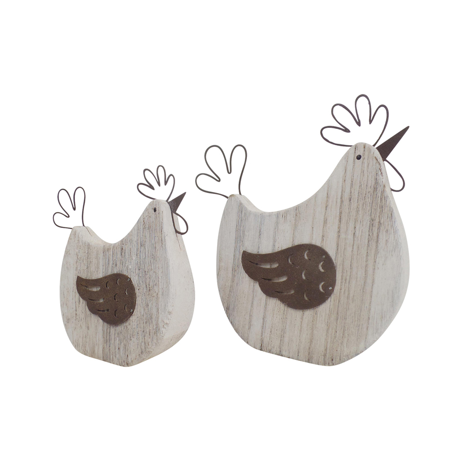 Willow &amp; Silk Set of 2 Rustic 17cm/12.5cm Polka Dot Chook Ornaments 