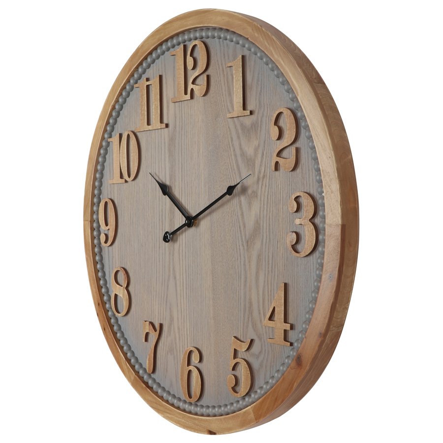 Willow &amp; Silk Round 60cm Contemporary Grey Timber Wall Clock