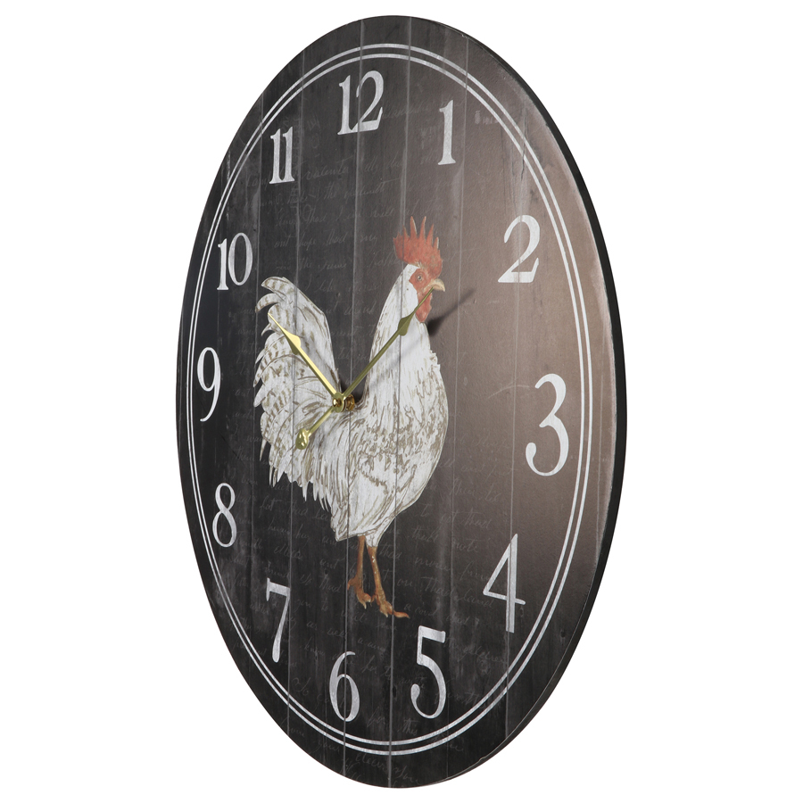 Willow &amp; Silk MDF 60cm Large Round Chook/Rooster Wall Clock