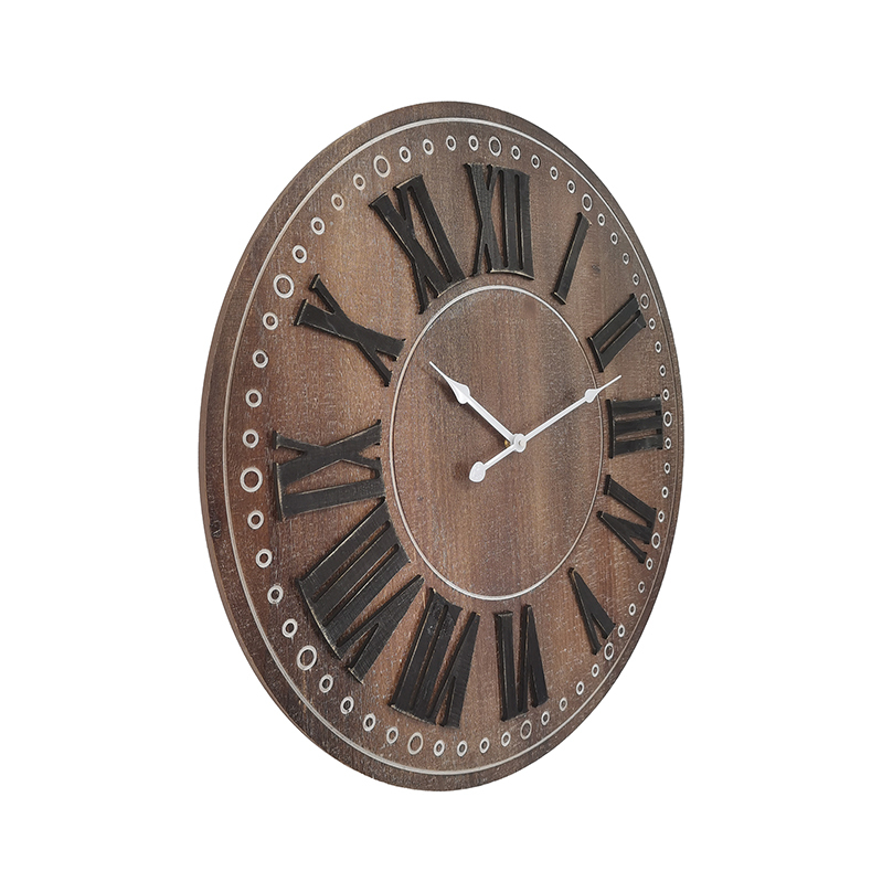 Willow &amp; Silk MDF 60cm Rustic Brown w/ Black Roman Numeral Wall Clock