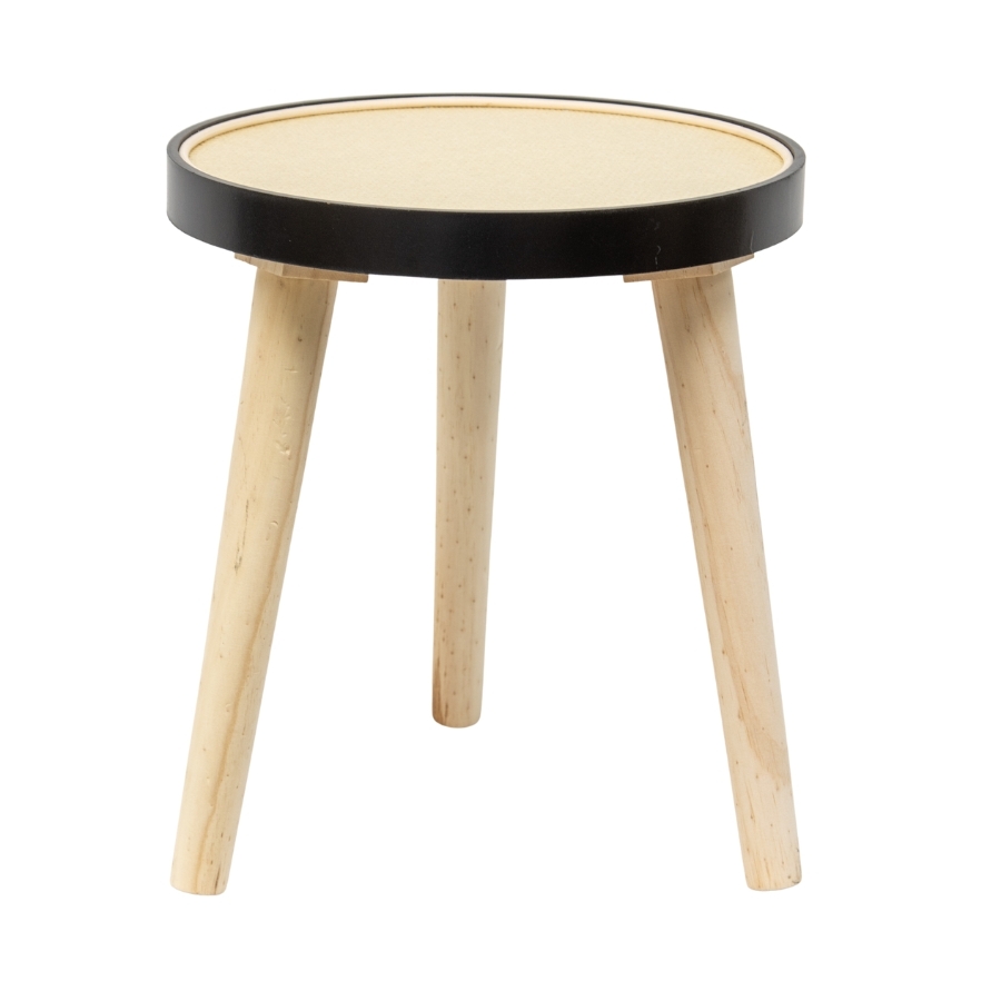 Willow &amp; Silk Round 34cm Wooden 3-Legged Stool/Side Table