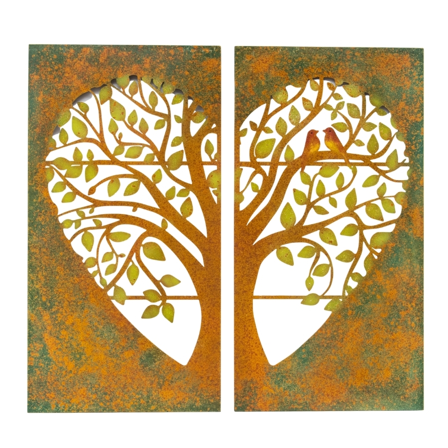 Willow &amp; Silk Lasercut 35.5cm Heart Tree Of Life/Birds Wall Art