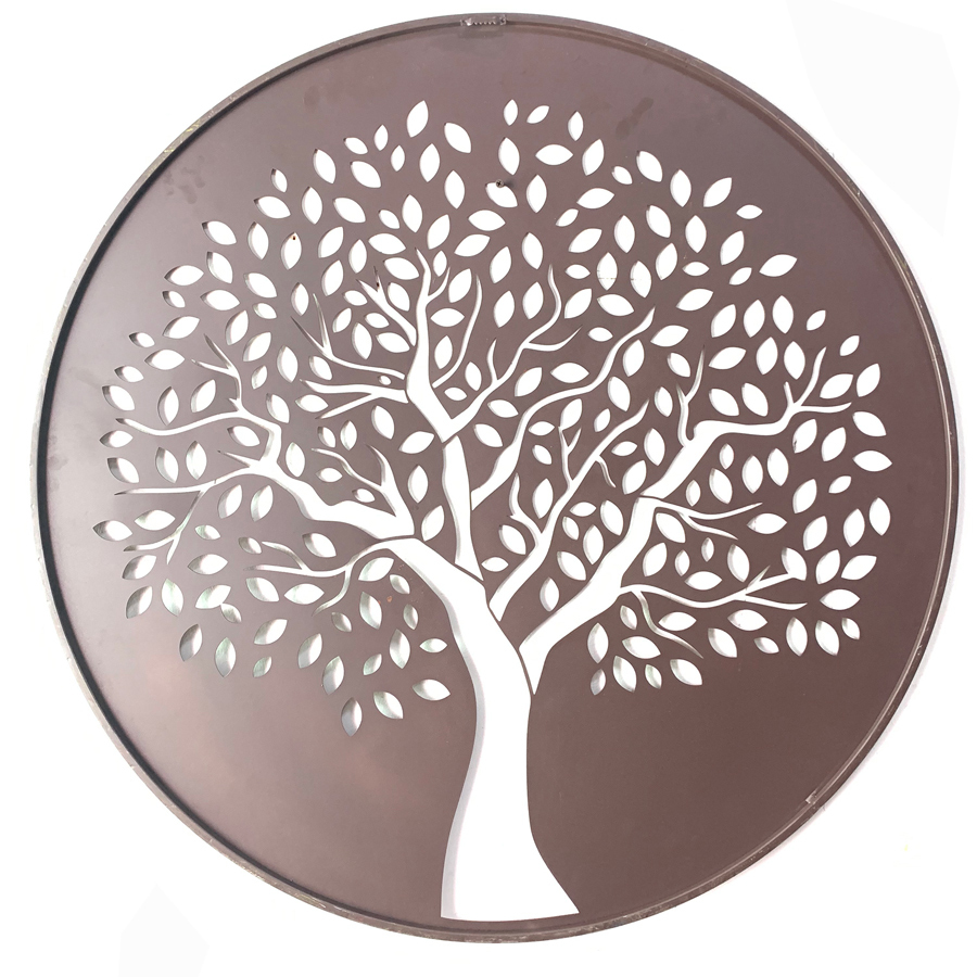 Willow &amp; Silk Reverse Laser-Cut 80cm Metal &#39;Tree of Life&#39; Round Wall Art