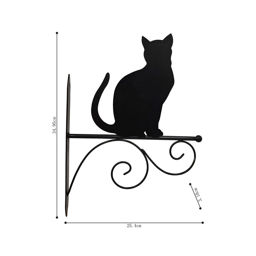 Willow &amp; Silk Metal 35cm Black Cat Silhouette Wall Hook Bracket