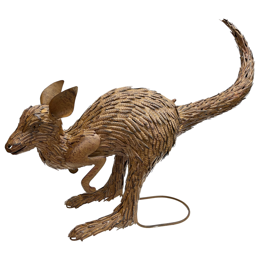 Willow &amp; Silk Metal 76cm Rustic Hopping Kangaroo Figurine 