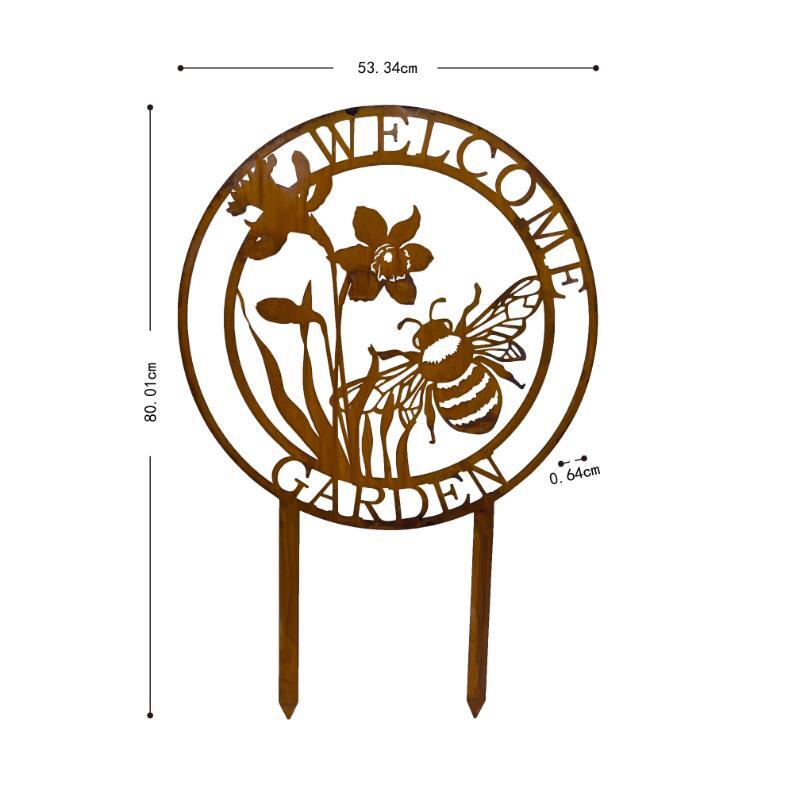 Willow &amp; Silk Laser-Cut 80cm Dragonfly/Flower &#39;Welcome Garden&#39; Sign Stake