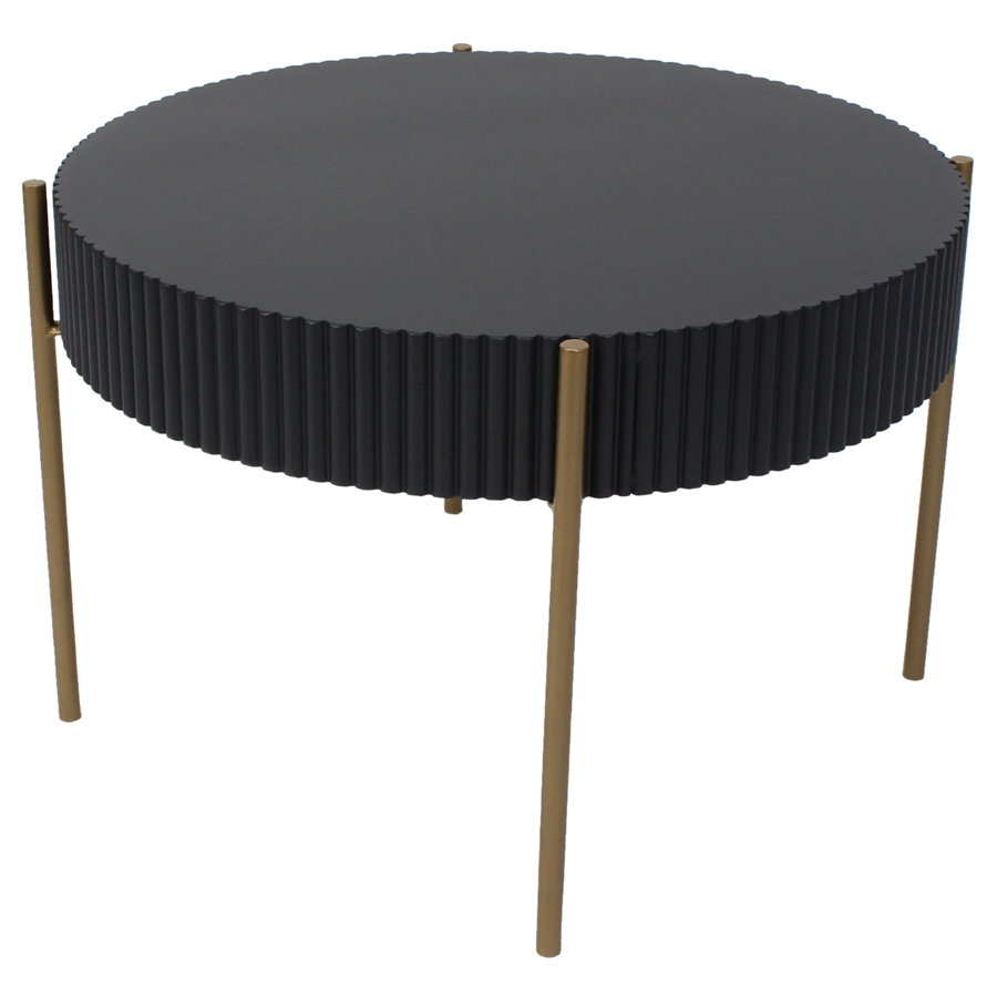 Willow &amp; Silk Round 60cm Wood/Metal Ribbed Coffee/Side Table