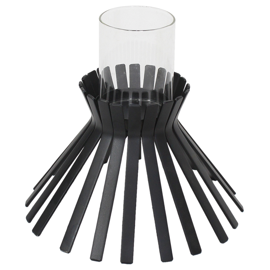 Willow &amp; Silk Metal Slatted Black Sticks Candle holder