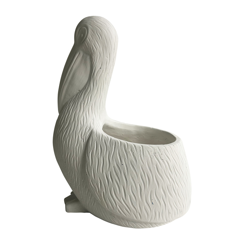 Willow &amp; Silk Cement 24cm White Contemporary Pelican Garden Pot Planter