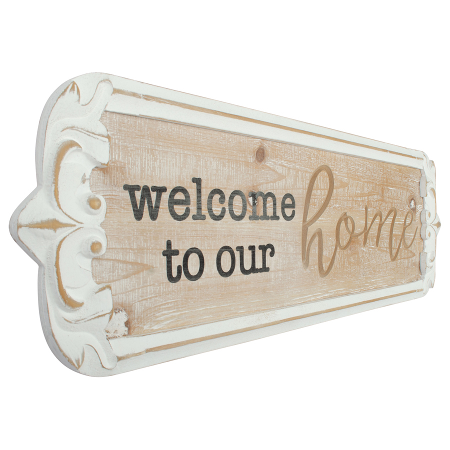 Willow &amp; Silk Wooden 80cm &#39;Welcome to Our Home&#39; Plaque Sign Wall Art