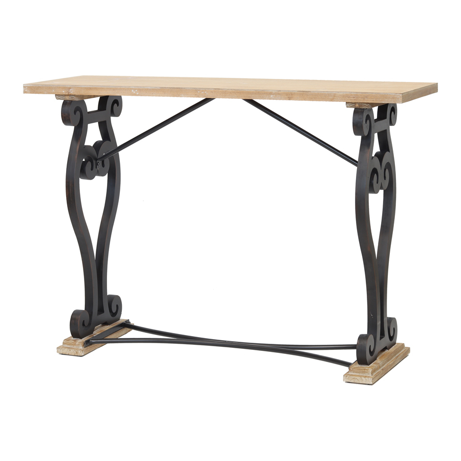 Loop Design Metal Wooden Console Table