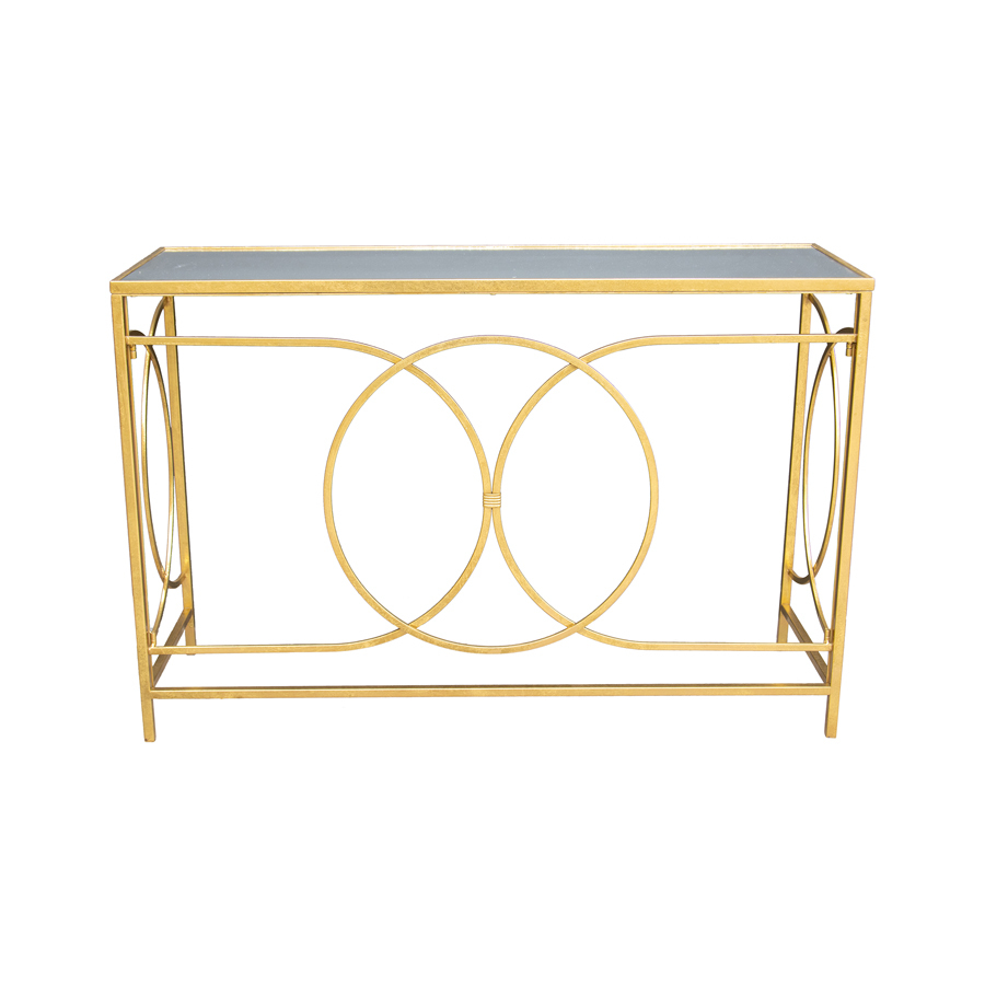 Willow &amp; Silk Metal 120cm Aura Geometric Glass Top Console Table