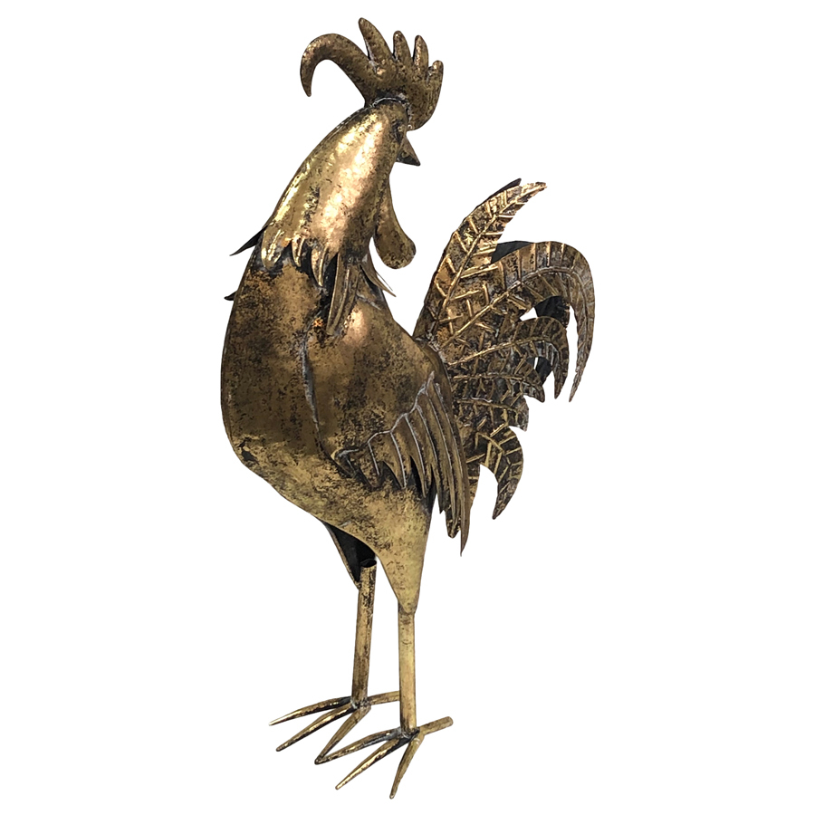 Willow &amp; Silk Metal 58cm Golden Proud Garden Rooster/Animal Facing Back 