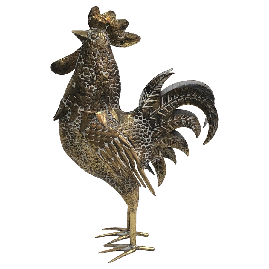 Willow &amp; Silk Metal 49cm Golden Chook/Rooster Animal Garden Statue/Figurine