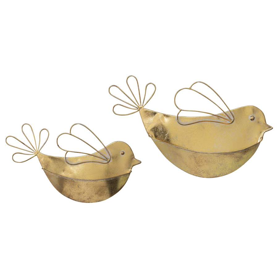 Willow &amp; Silk Metal 48cm/42cm Set of 2 Bird Garden Pot/Planters