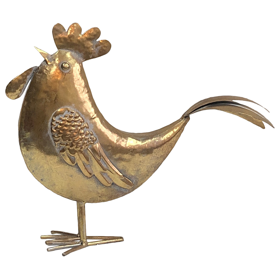 Willow &amp; Silk Metal 35cm Golden Proud Rooster/Chook Garden Figurine/Statue 