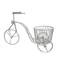 Willow &amp; Silk Metal 51cm White Tricycle w/ Basket Garden Pot Planter