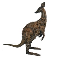 Willow &amp; Silk Metal 58.5cm Rusty Kangaroo Looking Back Garden Statue